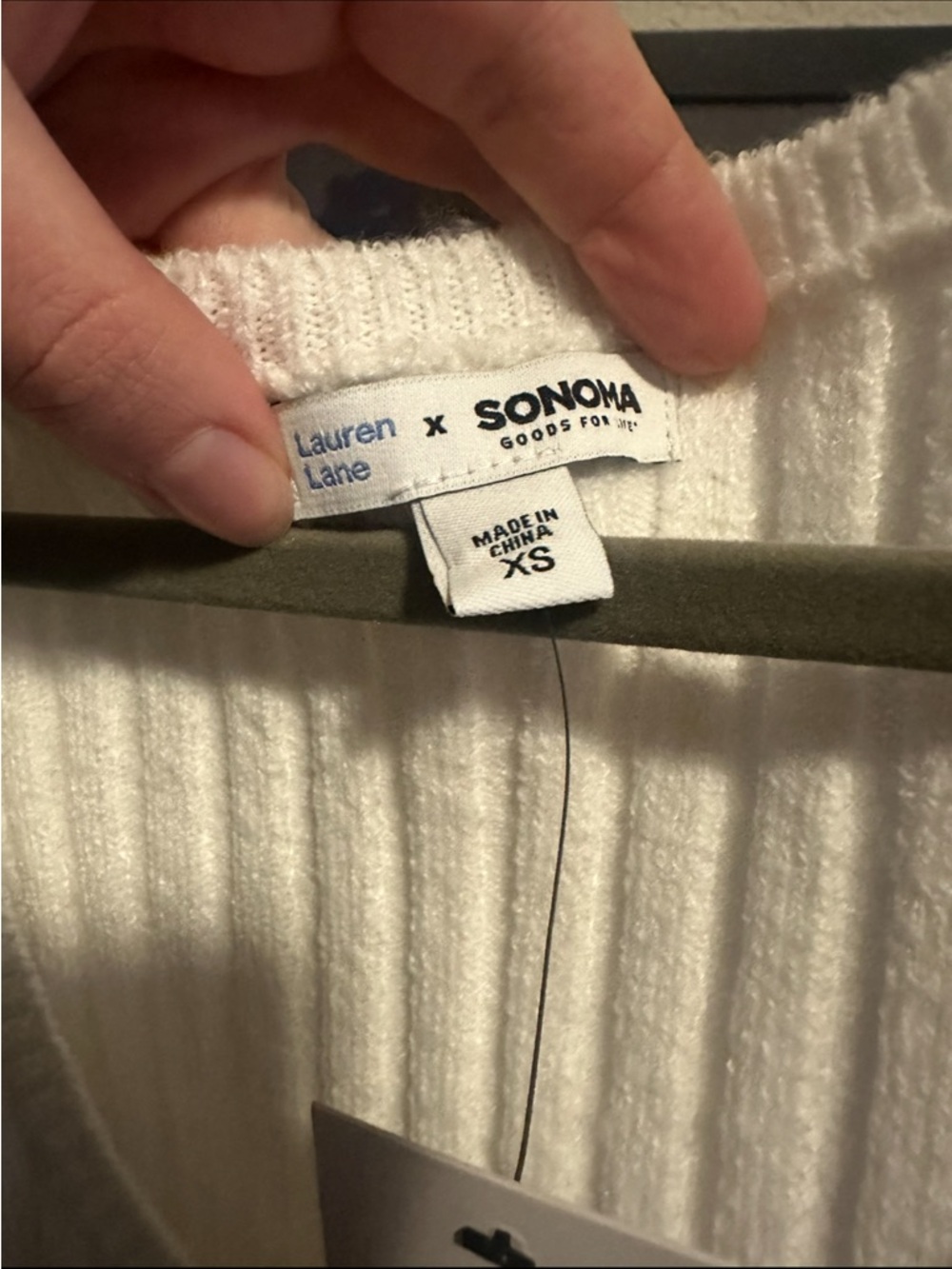 Sonoma x Lauren Lane Ivory Ribbed Knit Tank Midi Dress - Picture 3 of 5